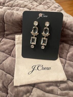 J. Crew Gold-Tone Chandelier Earrings with Clear Crystals
